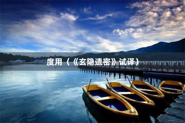 度用（《玄隐遗密》试译）