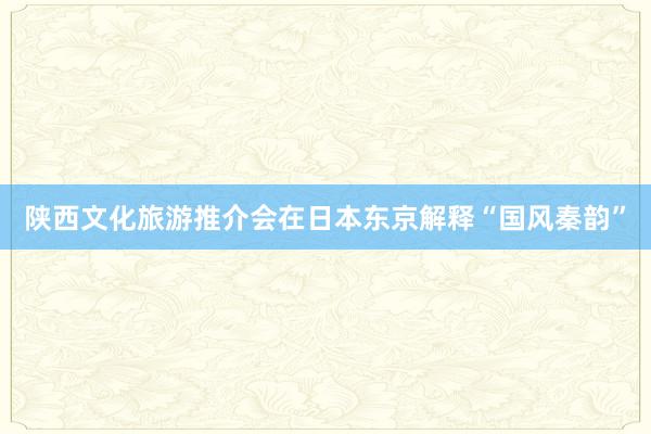 陕西文化旅游推介会在日本东京解释“国风秦韵”