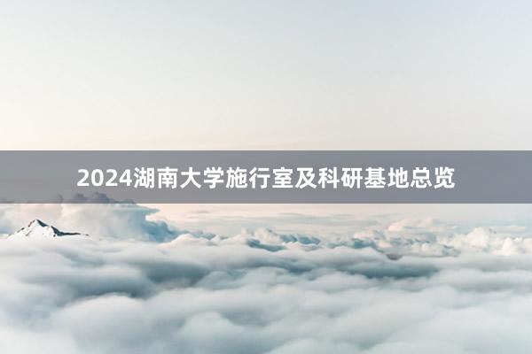 2024湖南大学施行室及科研基地总览