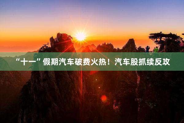 “十一”假期汽车破费火热！汽车股抓续反攻