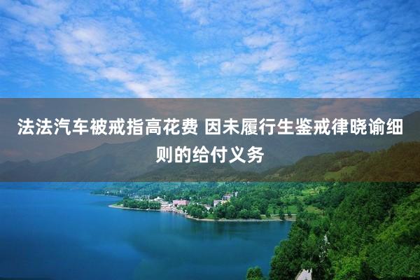 法法汽车被戒指高花费 因未履行生鉴戒律晓谕细则的给付义务